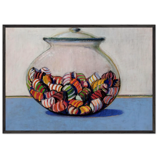 Glassed Candy - 1969 - Wayne Thiebaud 70x100 cm / 28x40 inches Framed Art Print – Black Wooden Frame