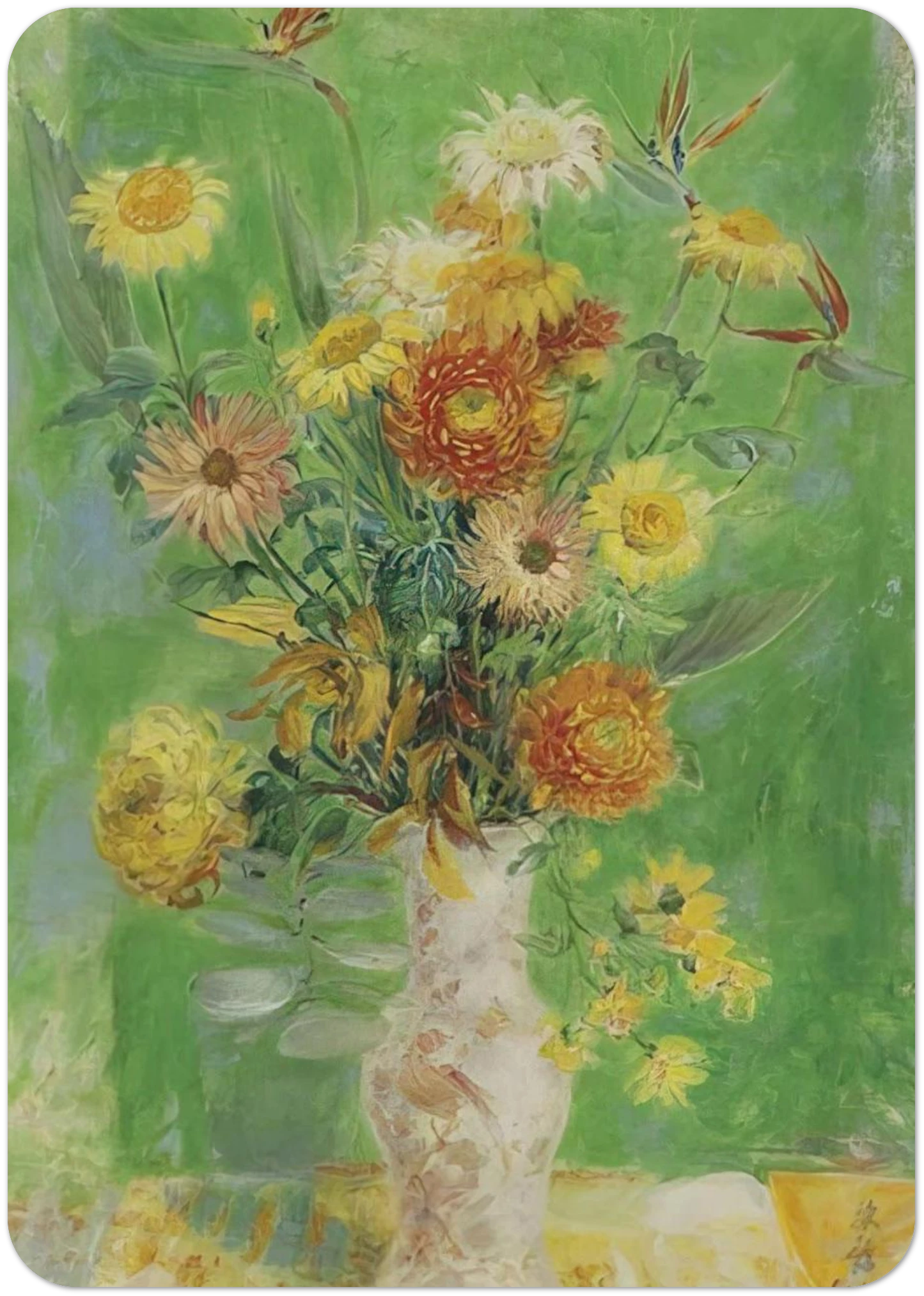 Chrysanthemums and Sunflowers - Post-Impressionism By Le Pho Pack of 10 Post Cards | Le Pho Post Cards | A6 (10.5 x 14.8 cm) - 4.1 x 5.8 inches