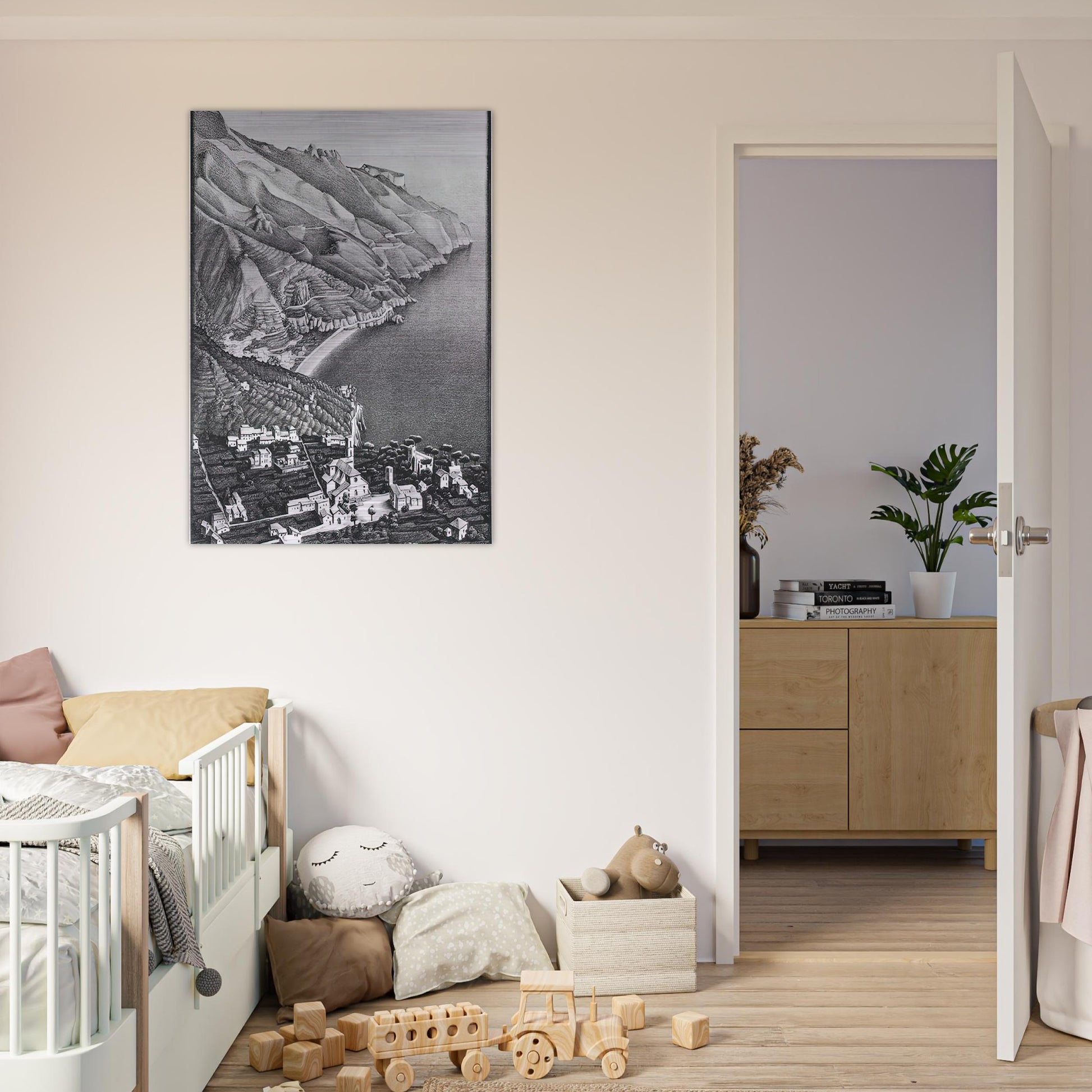 RAVELLO AND THE COAST OF AMALFI - MC Escher Brushed Aluminum Print - 70x100 cm / 28x40 inches | MC Escher Aluminum Print | MC Escher Prints
