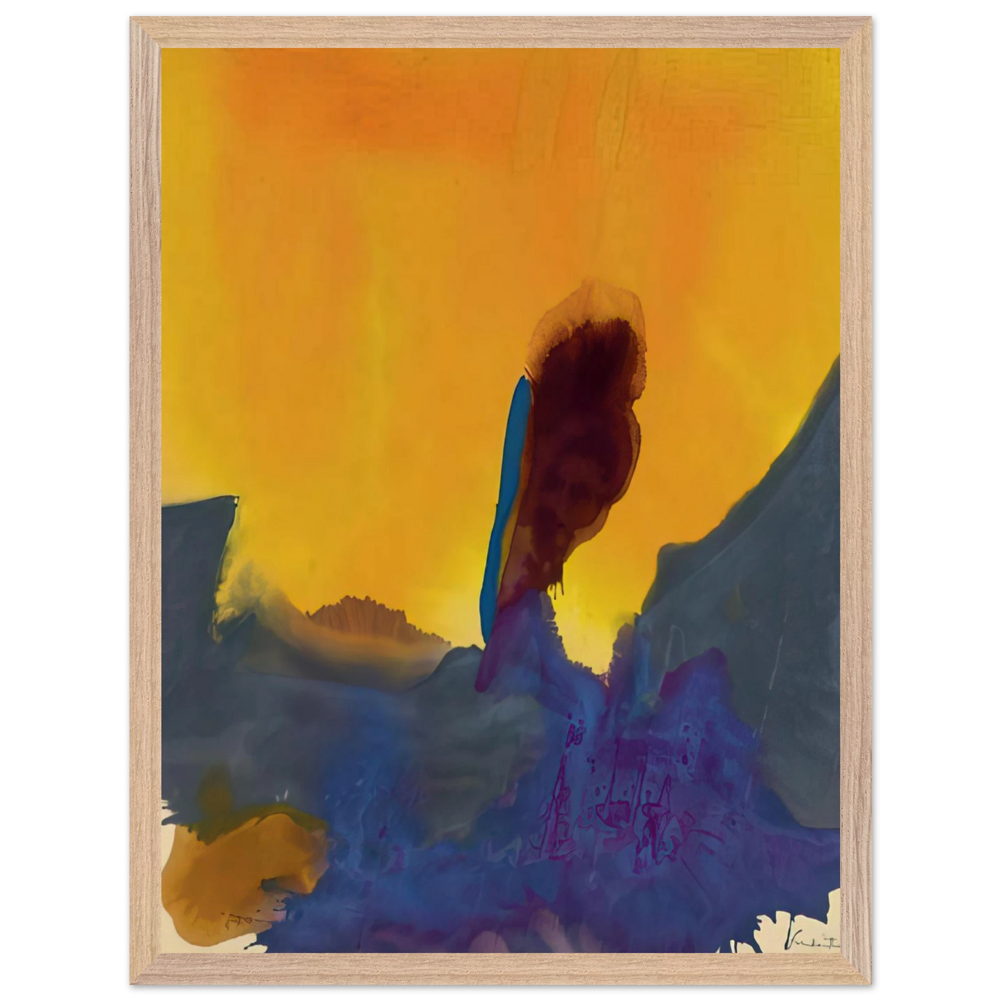 Helen Frankenthaler - Glow II - 1968 Wall art - 60x80 cm / 24x32 inches - Premium Wooden Framed Poster With Fine Art Paper-canvas - White frame