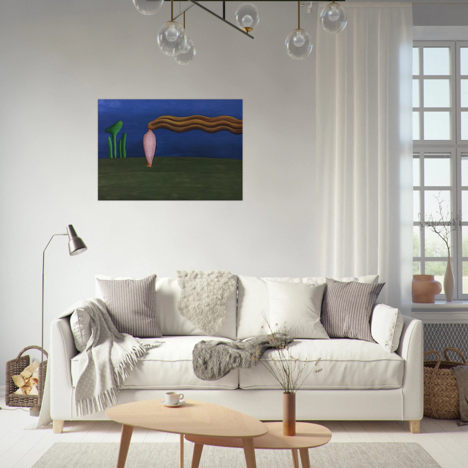 Composition Lonely Figure - Tarsila do Amaral Brushed Aluminum Print - 70x100 cm / 28x40 inches | Tarsila do Amaral Aluminum Print | Tarsila do Amaral Prints