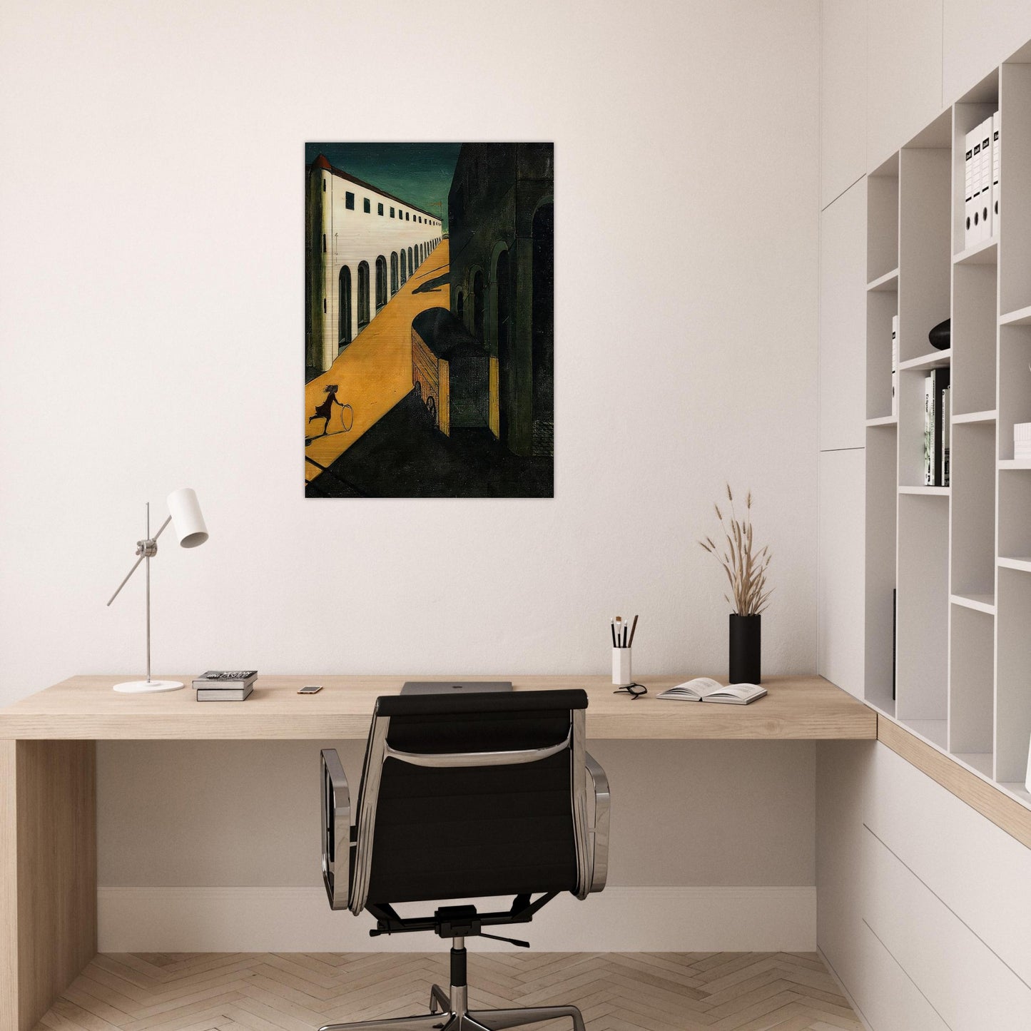 MYSTERY AND MELANCHOLY OF A STREET 1914 - Giorgio de Chirico Brushed Aluminum Print - 70x100 cm / 28x40 inches | Giorgio de Chirico Aluminum Print | Giorgio de Chirico Prints