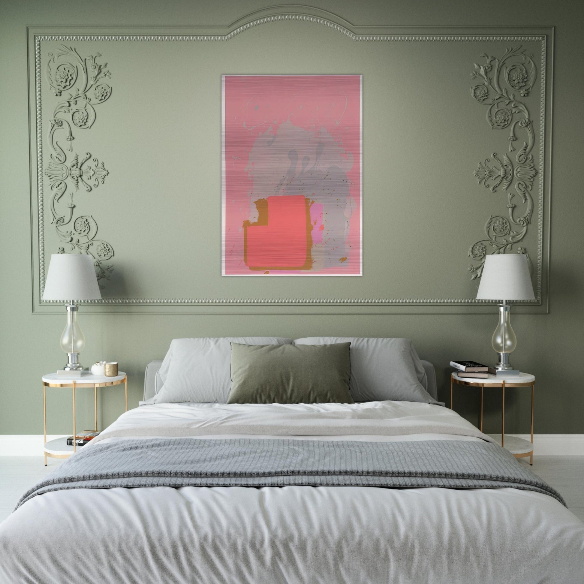 Red Black on Pink - 1971 - John Hoyland Brushed Aluminum Print - 70x100 cm / 28x40 inches | John Hoyland Aluminum Print | John Hoyland Prints