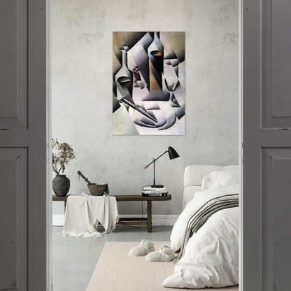 BOTTLES AND KNIFE 1912 - Juan Gris Brushed Aluminum Print - 70x100 cm / 28x40 inches | Juan Gris Aluminum Print | Juan Gris Prints