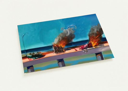 Longo Crash - 1982 By Carlos Almaraz Pack of 10 Post Cards | Carlos Almaraz Post Cards | A6 (10.5 x 14.8 cm) - 4.1 x 5.8 inches