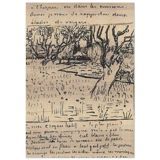 Orchard in Bloom with View of Arles - Vincent van Gogh Brushed Aluminum Print - 70x100 cm / 28x40 inches | Vincent van Gogh Aluminum Print | Vincent van Gogh Prints