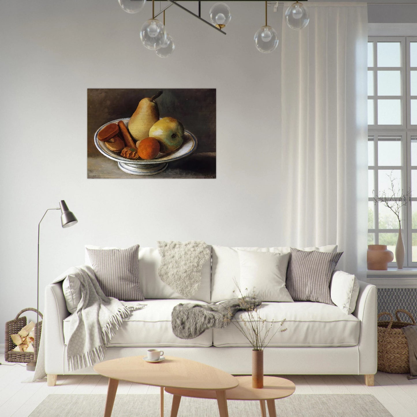 Fruit Bowl with Fruit - 1918 - Pablo Picasso Brushed Aluminum Print - 70x100 cm / 28x40 inches | Pablo Picasso Aluminum Print | Pablo Picasso Prints