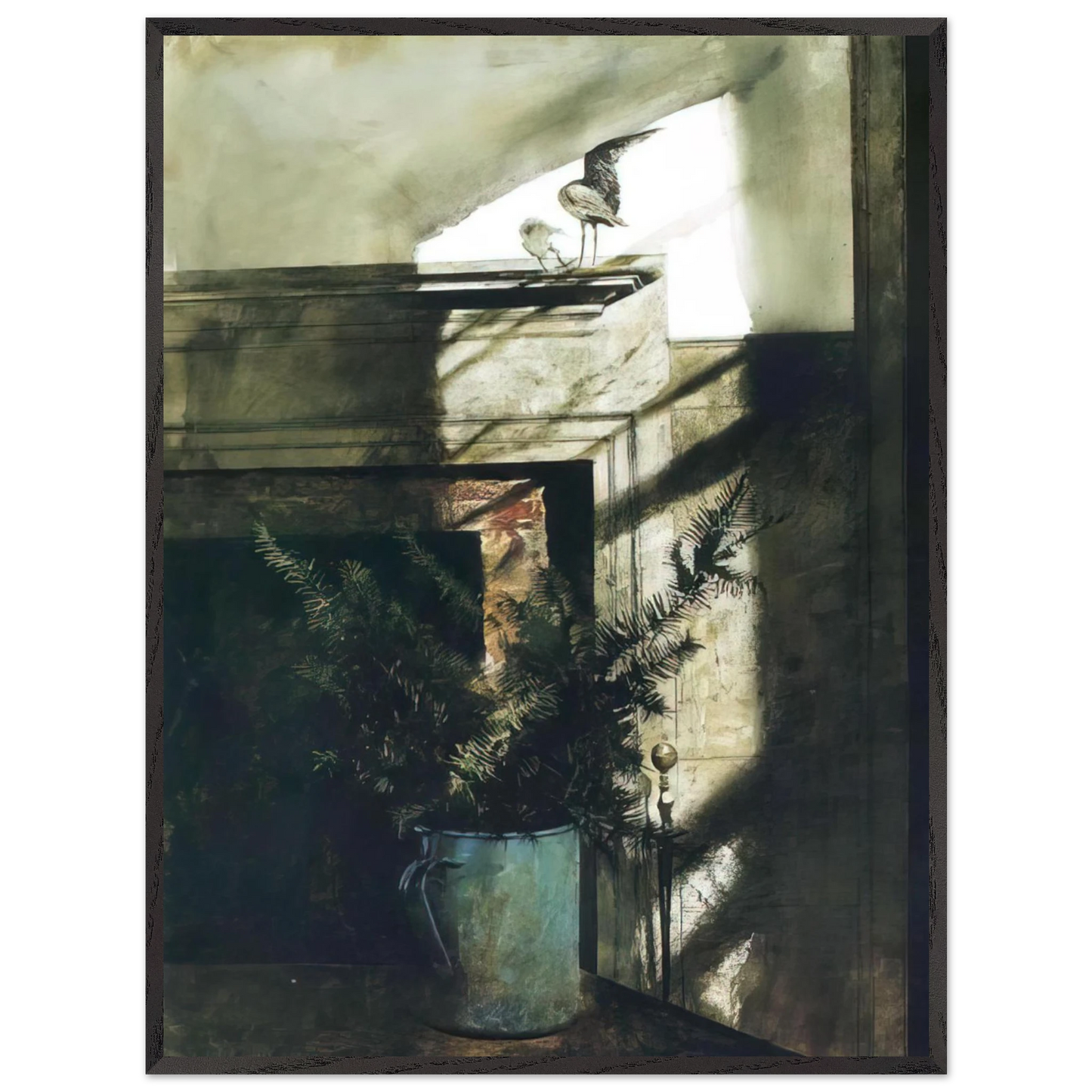 Andrew Wyeth - BIRD IN THE HOUSE Wall Art - 60x80 cm / 24x32 inches - Premium Wooden Framed Poster With Fine Art Paper-canvas - White frame