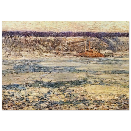 Ice on the Hudson - Childe Hassam Brushed Aluminum Print - 70x100 cm / 28x40 inches | Childe Hassam Aluminum Print | Childe Hassam Prints