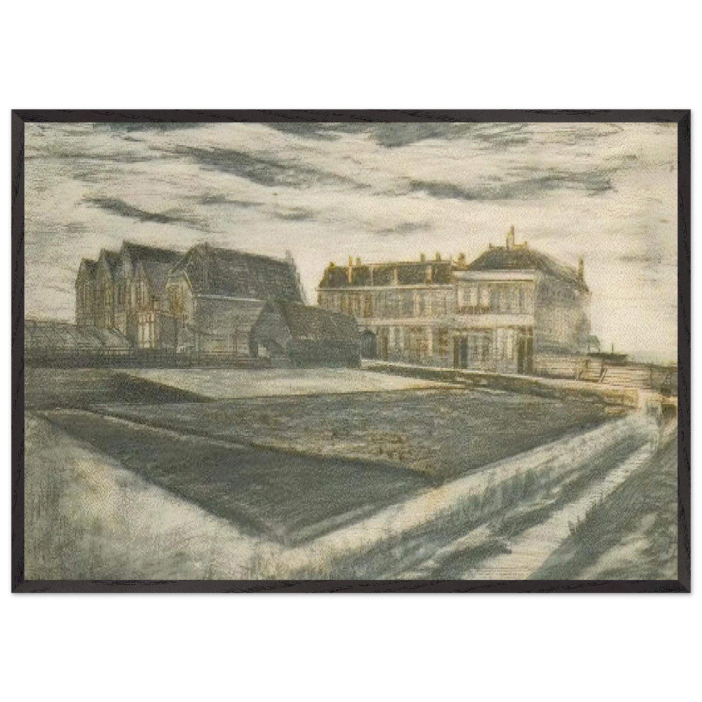The Houses on Schenkweg where Van Gogh Lived - Vincent van Gogh 70x100 cm / 28x40 inches Framed Art Print – Black Wooden Frame