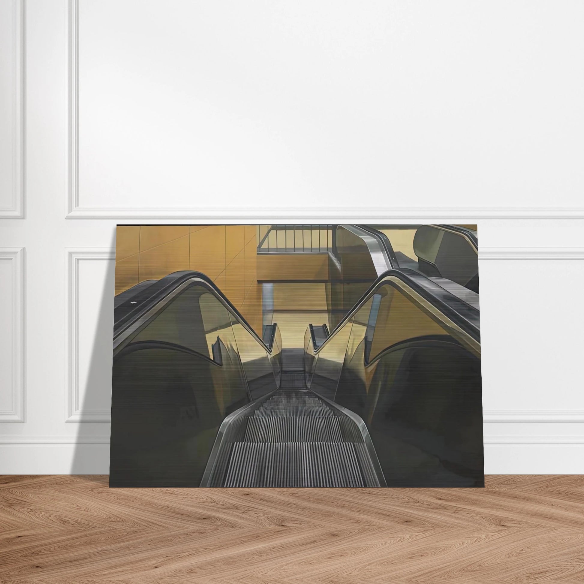 ESCALATOR 1970 - Richard Estes Brushed Aluminum Print - 70x100 cm / 28x40 inches | Richard Estes Aluminum Print | Richard Estes Prints