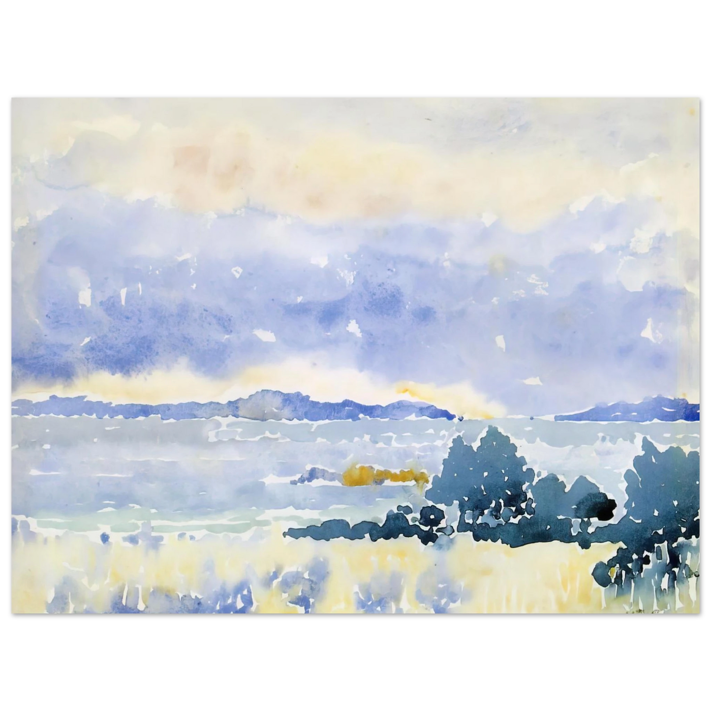Henri-Edmond Cross - Land by the Sea  75x100 cm / 30x40inches Fine Art Poster