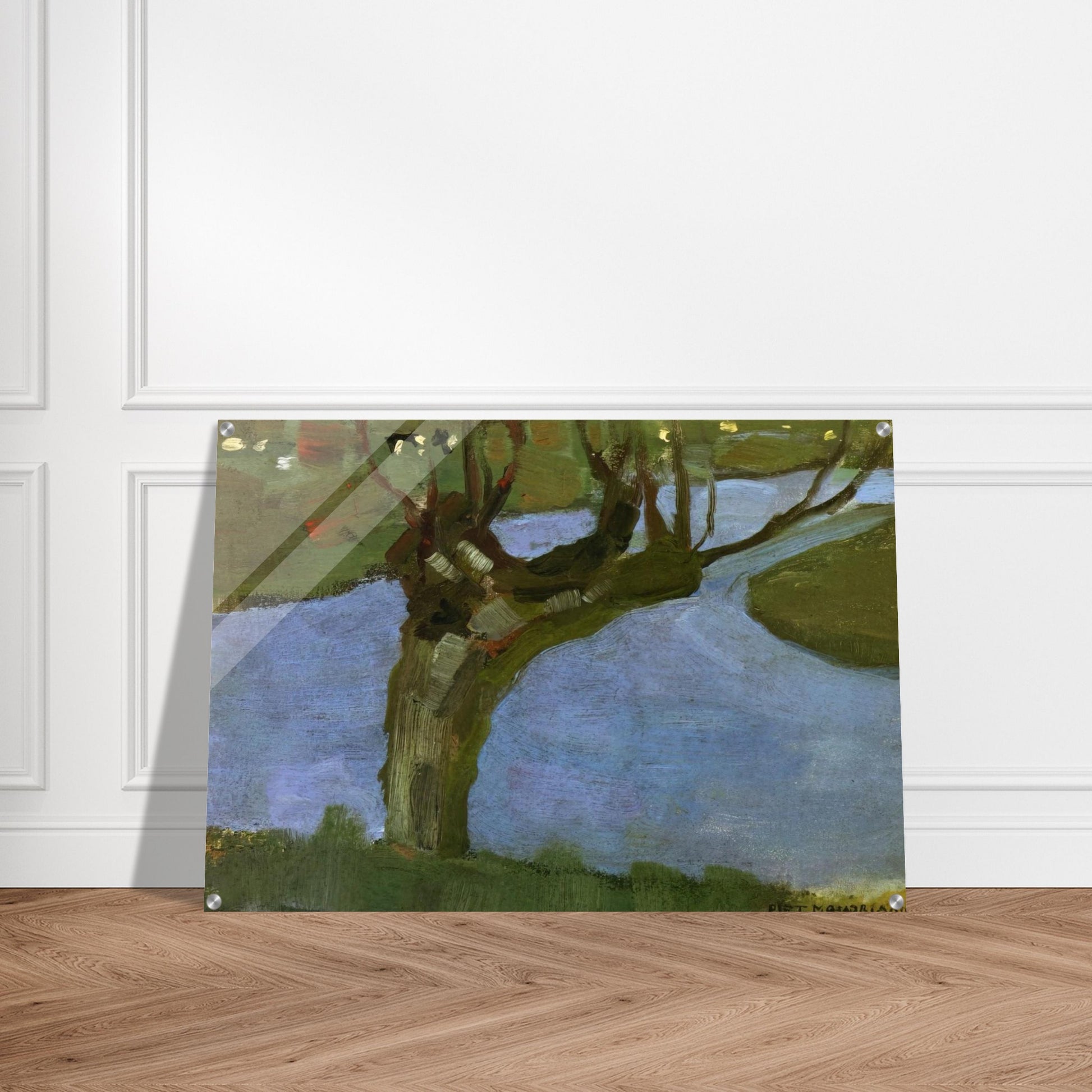 Irrigation Ditch with Mature Willow - Piet Mondrian Acrylic Print - 70x100 cm / 28x40″ inches | Piet Mondrian Wall Art | Piet Mondrian Prints