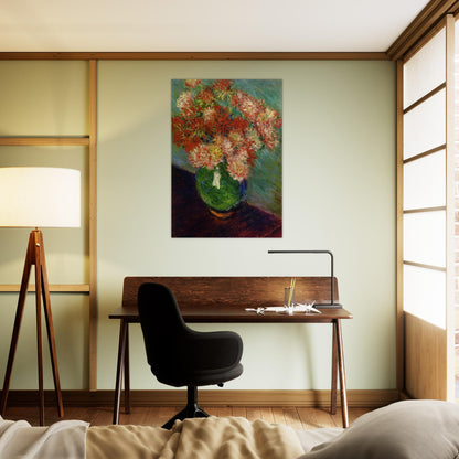 Vase of Chrysanthemums - claude monet Brushed Aluminum Print - 70x100 cm / 28x40 inches | claude monet Aluminum Print | claude monet Prints