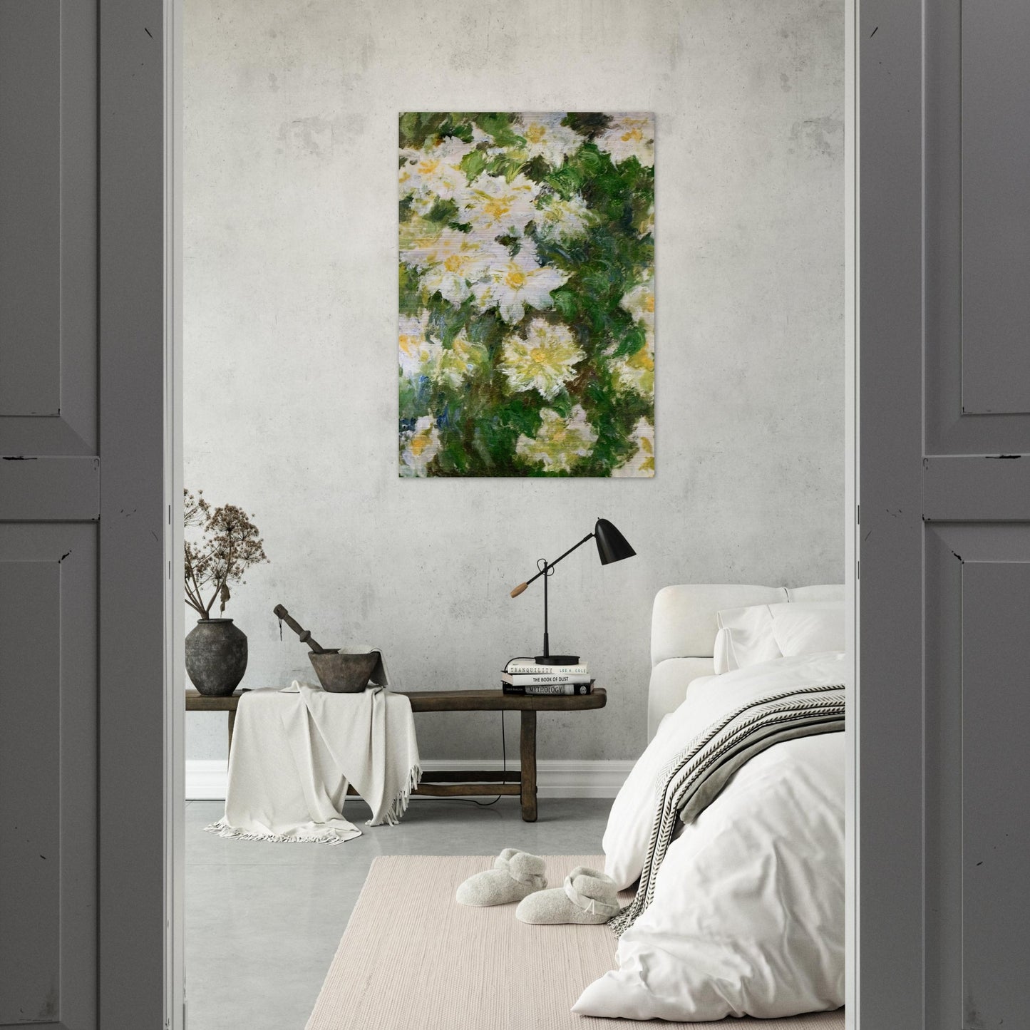White Clematis - claude monet Brushed Aluminum Print - 70x100 cm / 28x40 inches | claude monet Aluminum Print | claude monet Prints
