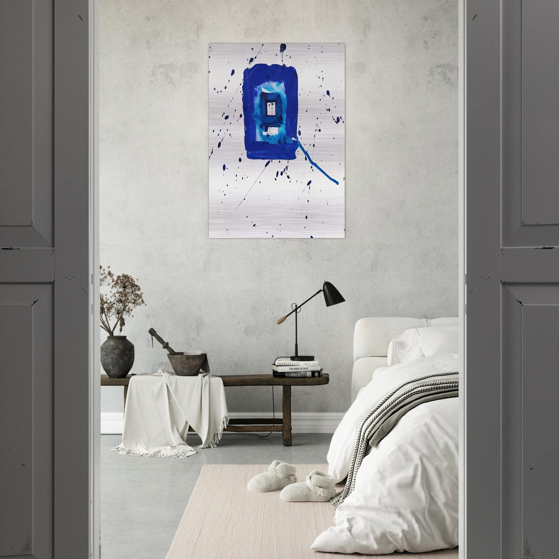 Blue Frame - Sam Francis Brushed Aluminum Print - 70x100 cm / 28x40 inches | Sam Francis Aluminum Print | Sam Francis Prints