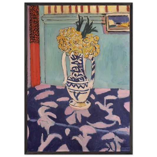 LES COUCOUS TAPIS BLEU ET ROSE 1911 - Henri Matisse 70x100 cm / 28x40 inches Framed Art Print – Black Wooden Frame