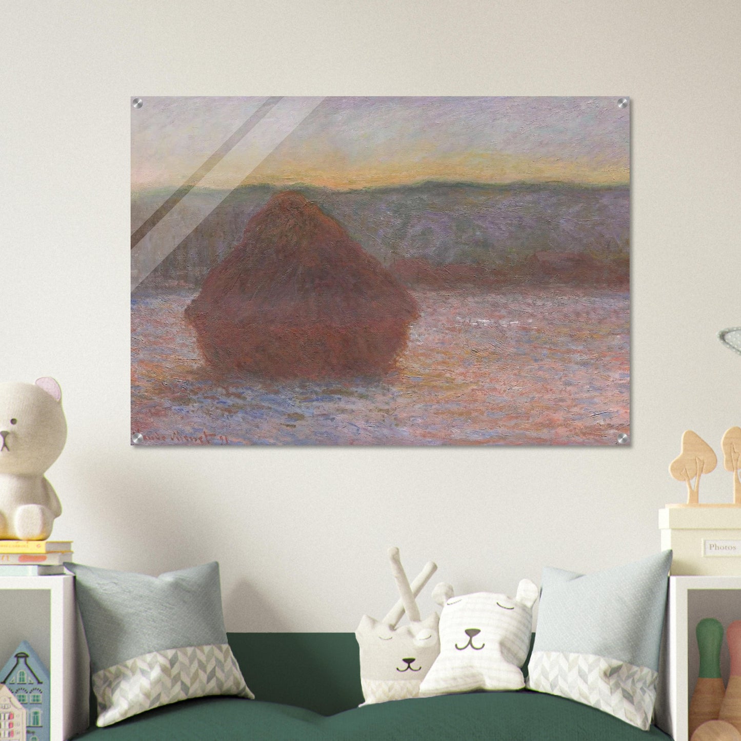 Stack of Wheat Thaw, Sunset - claude monet Acrylic Print - 70x100 cm / 28x40″ inches