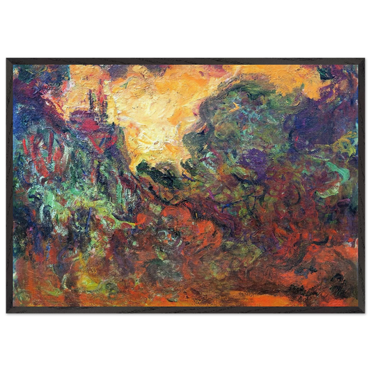 The Artists House View from the Rose Garden - claude monet 70x100 cm / 28x40 inches Framed Art Print – Black Wooden Frame