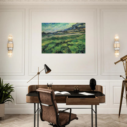 The Green Wheatfield behind the Asylum - Vincent van Gogh Brushed Aluminum Print - 70x100 cm / 28x40 inches | Vincent van Gogh Aluminum Print | Vincent van Gogh Prints