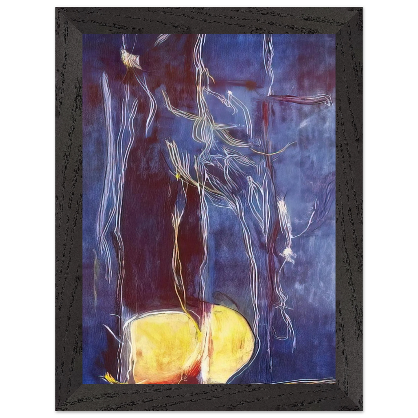 Helen Frankenthaler - All About Blue - 1994 Wall art - 70x100 cm / 28x40 inches - Premium Wooden Framed Poster With Fine Art Paper-canvas - White frame