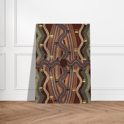 Possum Dreaming - 1981 - Clifford Possum Tjapaltjarri Brushed Aluminum Print - 70x100 cm / 28x40 inches | Clifford Possum Tjapaltjarri Aluminum Print | Clifford Possum Tjapaltjarri Prints