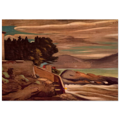 LANDSCAPE NEAR GENOVA - Giorgio de Chirico Brushed Aluminum Print - 70x100 cm / 28x40 inches | Giorgio de Chirico Aluminum Print | Giorgio de Chirico Prints