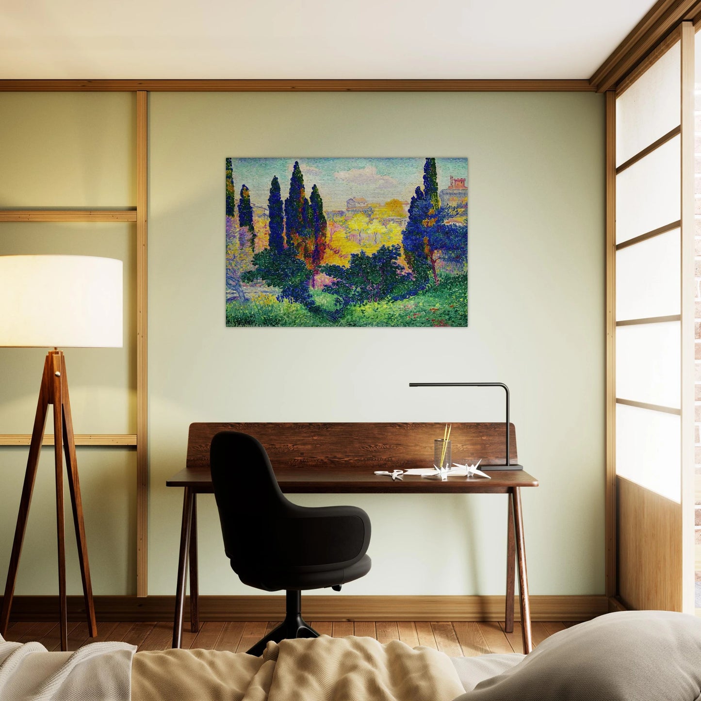 The Cypresses at Cagnes - Henri-Edmond Cross Brushed Aluminum Print - 70x100 cm / 28x40 inches | Henri-Edmond Cross Aluminum Print | Henri-Edmond Cross Prints