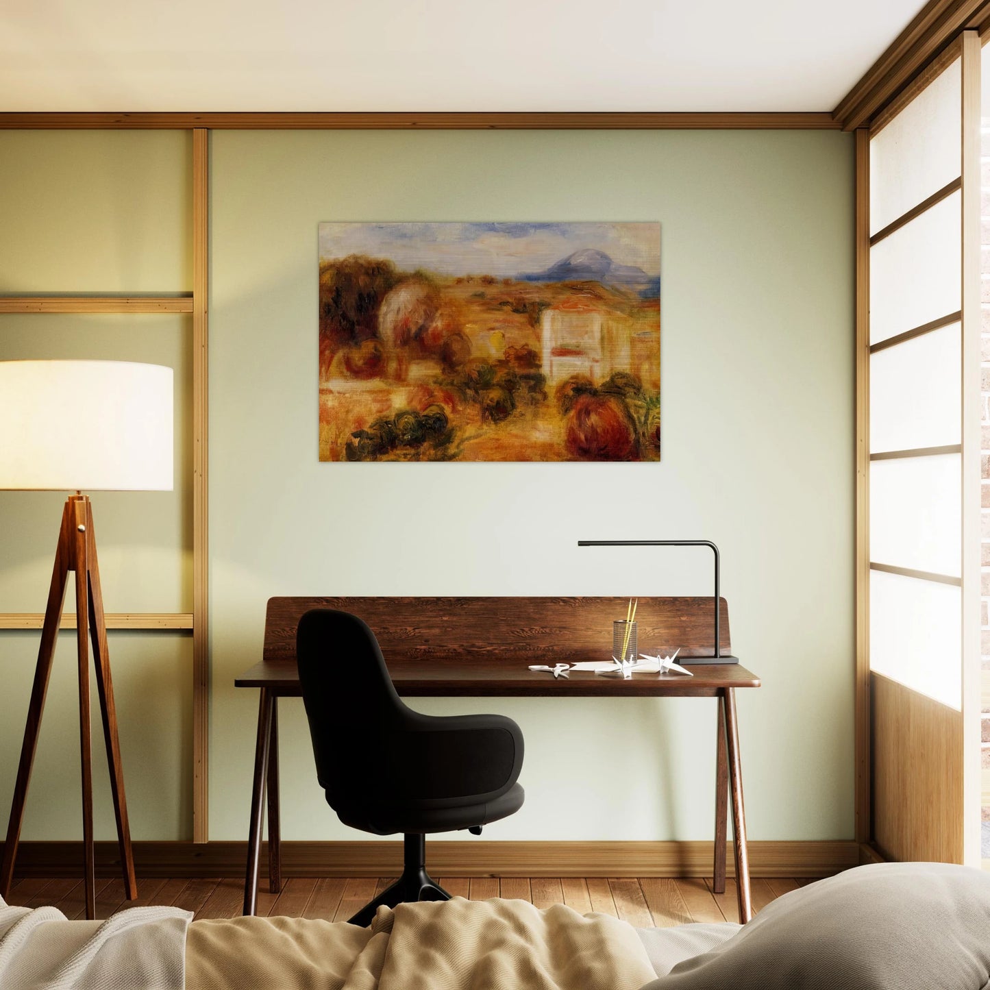 Landscape with White House - Pierre-Auguste Renoir Brushed Aluminum Print - 70x100 cm / 28x40 inches | Pierre-Auguste Renoir Aluminum Print | Pierre-Auguste Renoir Prints