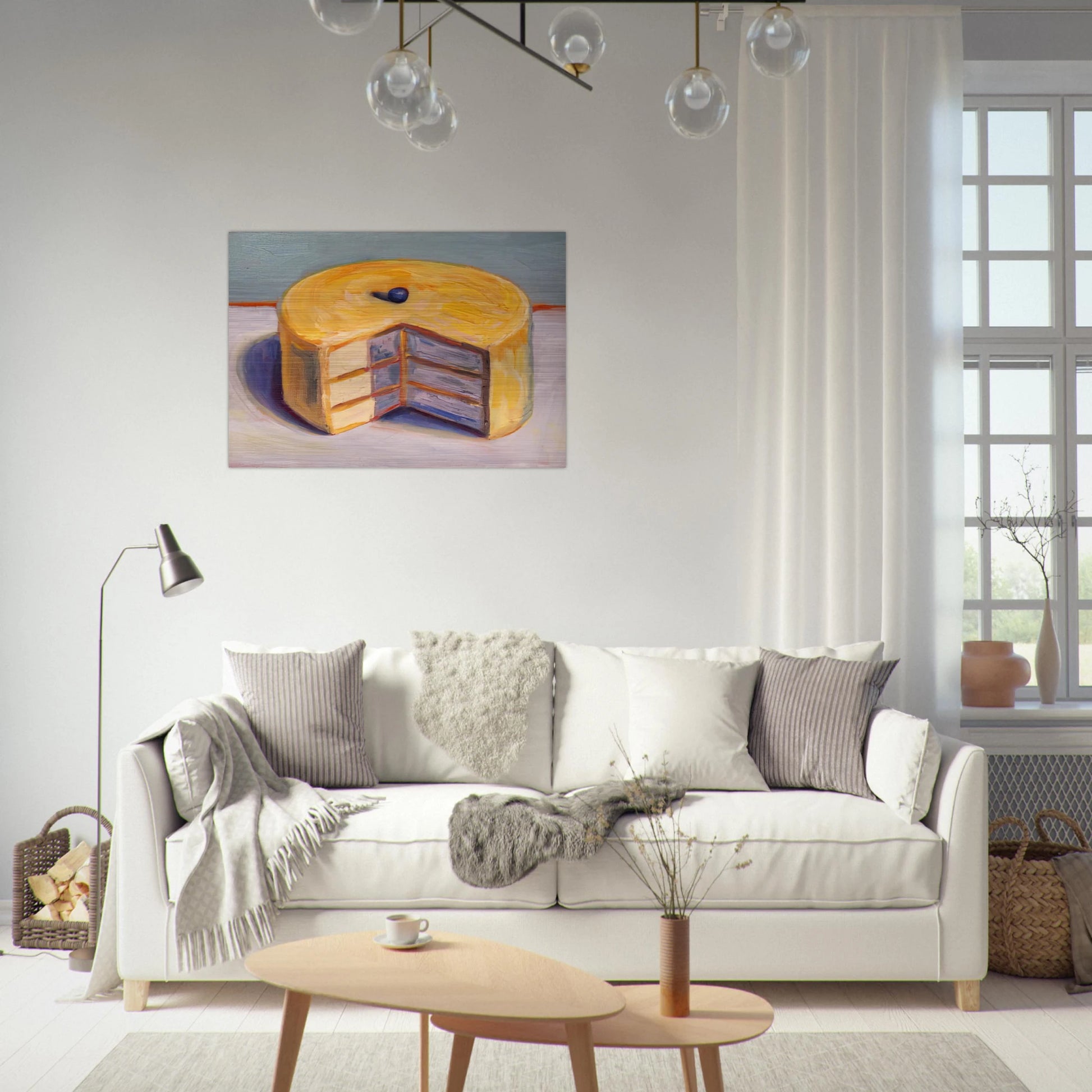 Lemon Cake - 1964 - Wayne Thiebaud Brushed Aluminum Print - 70x100 cm / 28x40 inches | Wayne Thiebaud Aluminum Print | Wayne Thiebaud Prints