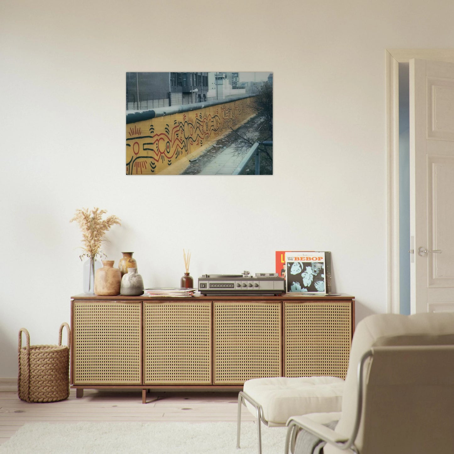 BERLIN MURAL 1986 - Keith Haring Brushed Aluminum Print - 70x100 cm / 28x40 inches | Keith Haring Aluminum Print | Keith Haring Prints