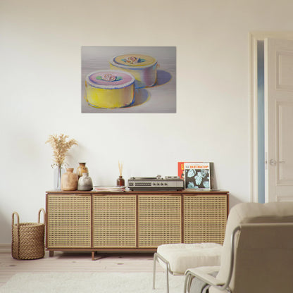 Rosebud Cakes - 1995 - Wayne Thiebaud Brushed Aluminum Print - 70x100 cm / 28x40 inches | Wayne Thiebaud Aluminum Print | Wayne Thiebaud Prints