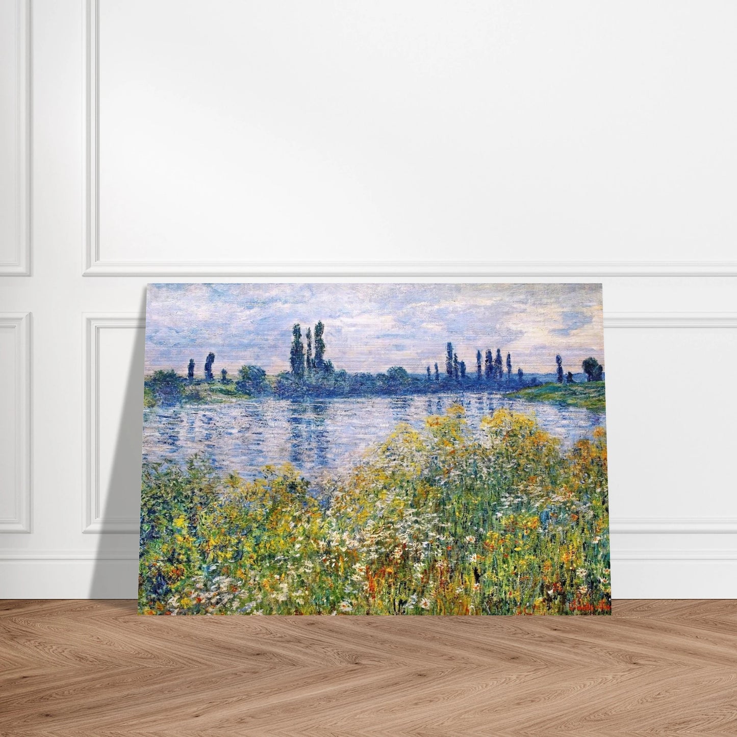 Flowers on the Banks of Seine near Vetheuil - claude monet Brushed Aluminum Print - 70x100 cm / 28x40 inches | claude monet Aluminum Print | claude monet Prints