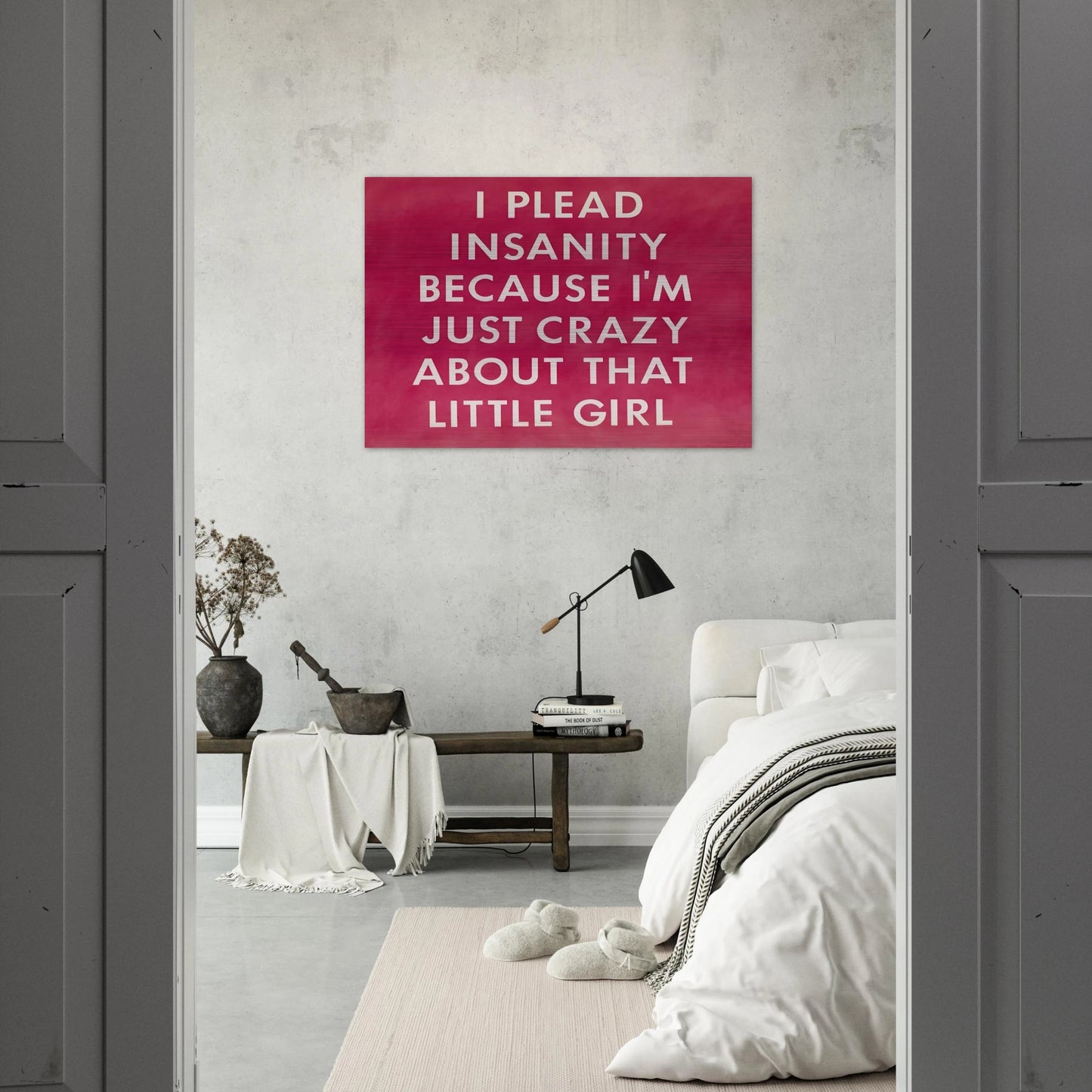 I PLEAD INSANITY BECAUSE I M JUST CRAZY ABOUT THAT GIRL 1976 - Edward Ruscha Brushed Aluminum Print - 70x100 cm / 28x40 inches | Edward Ruscha Aluminum Print | Edward Ruscha Prints