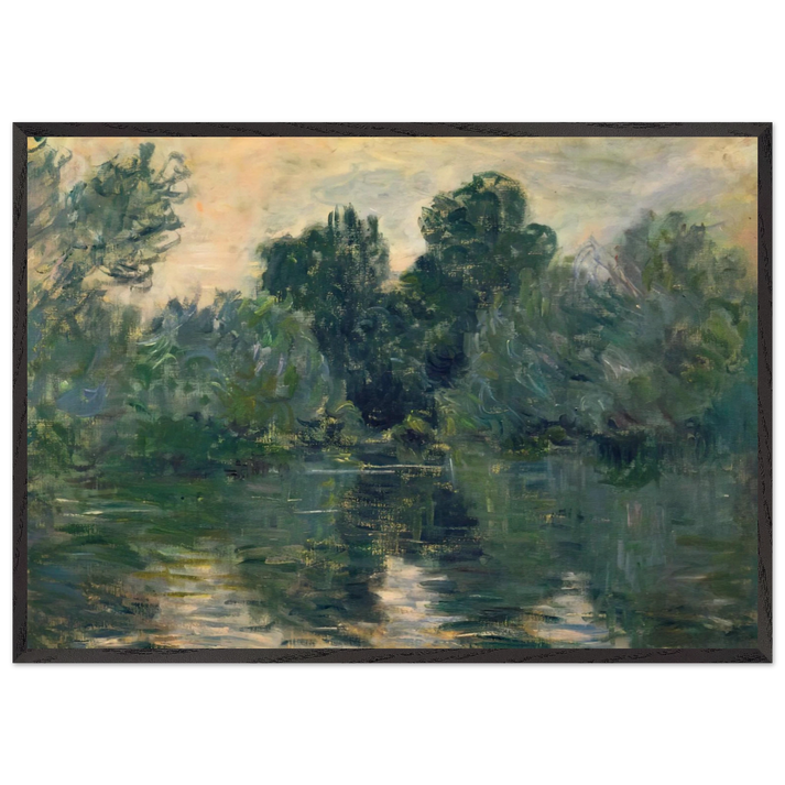 The Arm of the Seine - claude monet 70x100 cm / 28x40 inches Framed Art Print – Black Wooden Frame