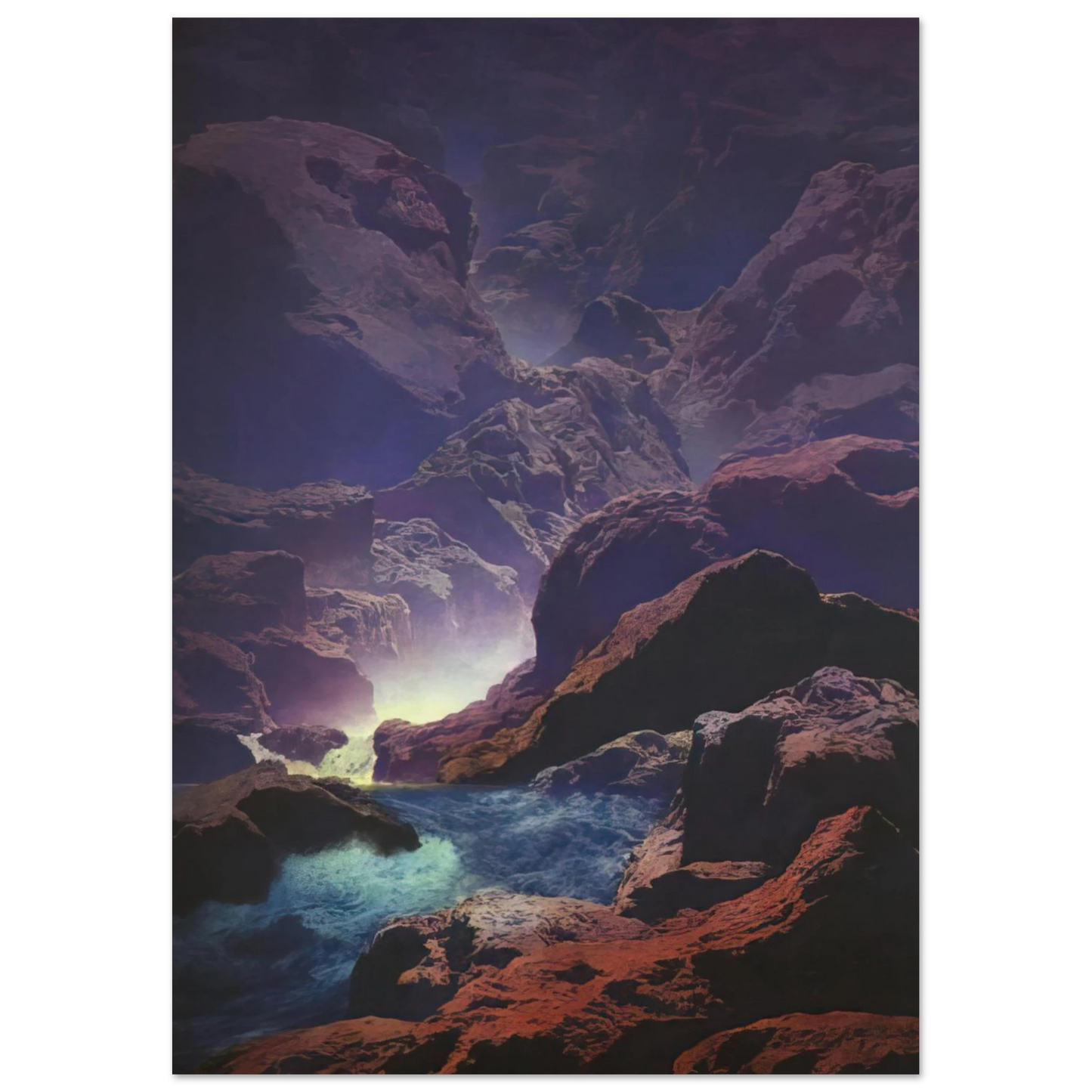 Maxfield Parrish - Moonlight Wall Art - 21x29.7 cm / 8x12" - Premium Wooden Framed Poster With Fine Art Paper-canvas - Wood frame