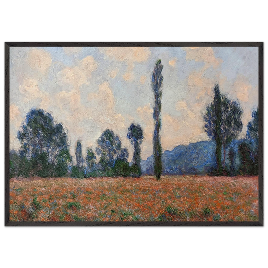 Poppy Field in Giverny 03 - claude monet 70x100 cm / 28x40 inches Framed Art Print – Black Wooden Frame