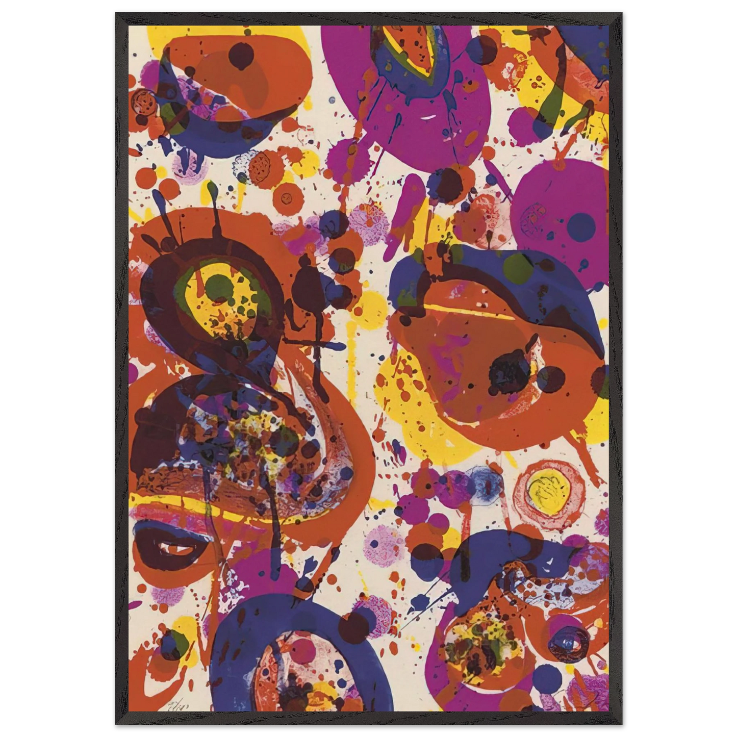 Untitled  from Pasadena Box   Lembark L57  - Sam Francis 70x100 cm / 28x40 inches Framed Art Print – Black Wooden Frame