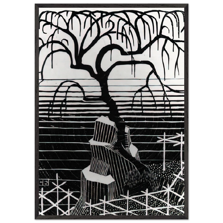 TREE 1926 - MC Escher 70x100 cm / 28x40 inches Framed Art Print – Black Wooden Frame | Maurits Cornelis Escher Prints