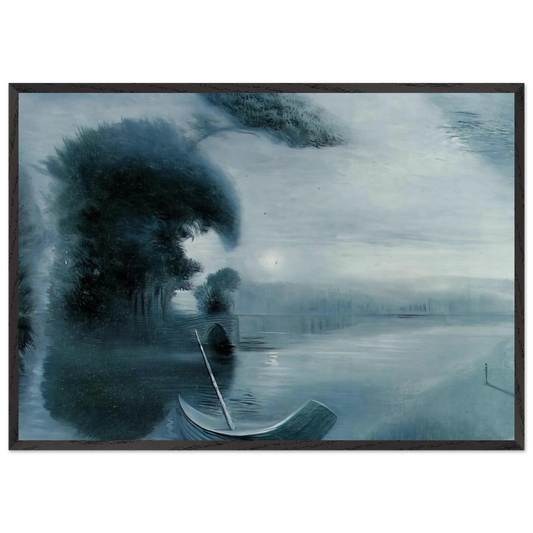 METAMORPHOSIS OF HITLER S FACE INTO A MOONLIT LANDSCAPE WITH ACCOMPANIMENT - Salvador Dali 70x100 cm / 28x40 inches Framed Art Print – Black Wooden Frame