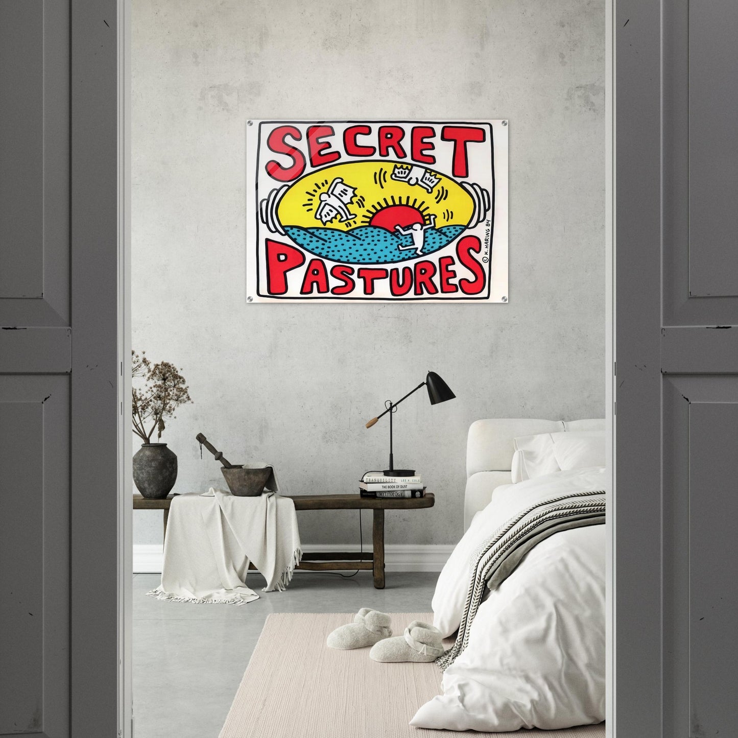 PROMOTIONAL POSTER FOR SECRET PASTURES 1984 - Keith Haring Acrylic Print - 70x100 cm / 28x40″ inches