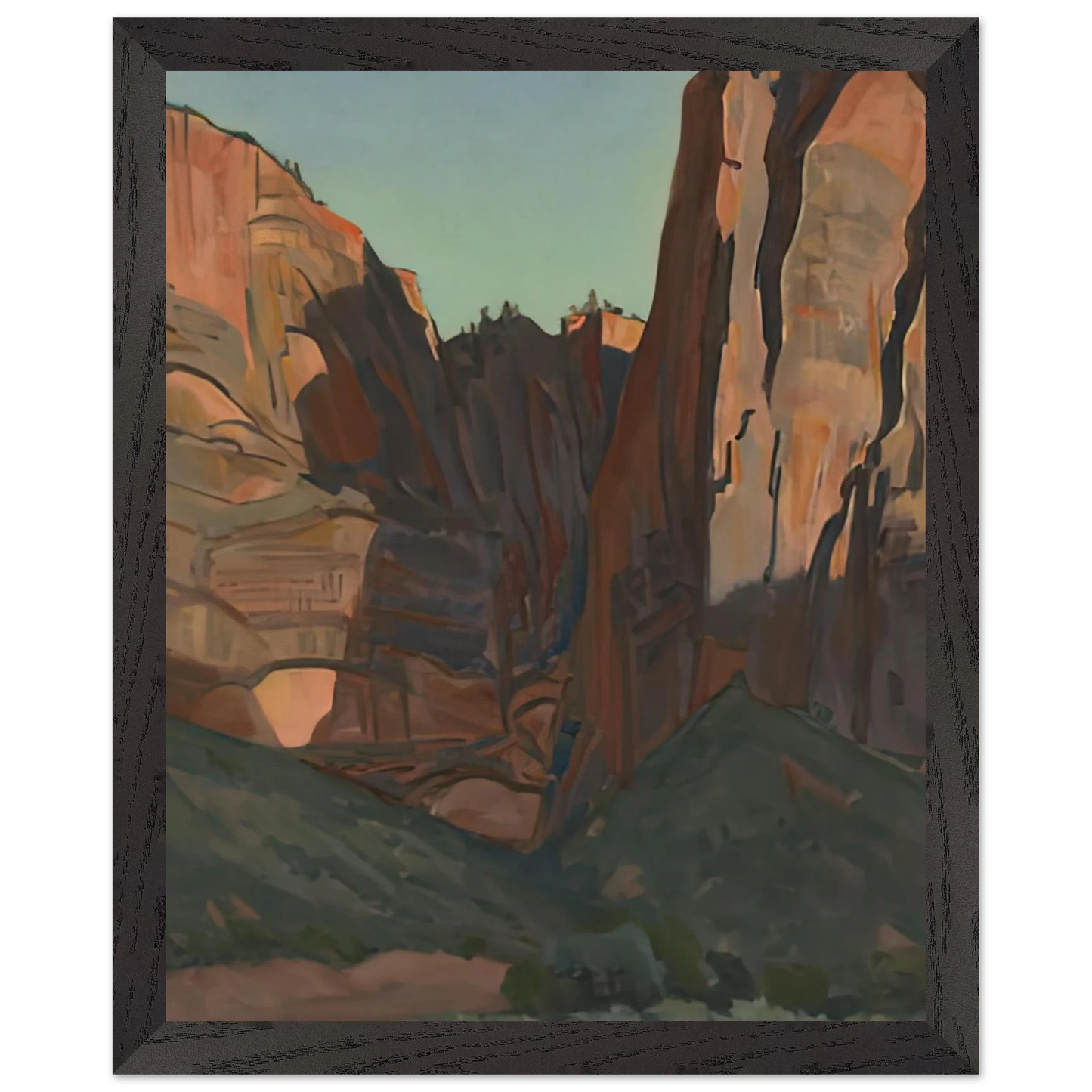 Maynard Dixon - NOTCH IN THE WALL ZION NATIONAL PARK AUGUST 1933 1933 Wall art - 30x40 cm / 12x16 inches - Premium Wooden Framed Poster With Fine Art Paper-canvas - Wood frame