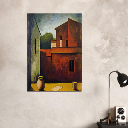 THE RED HOUSE 1927 - Carlo Carra Brushed Aluminum Print - 70x100 cm / 28x40 inches | Carlo Carra Aluminum Print | Carlo Carra Prints