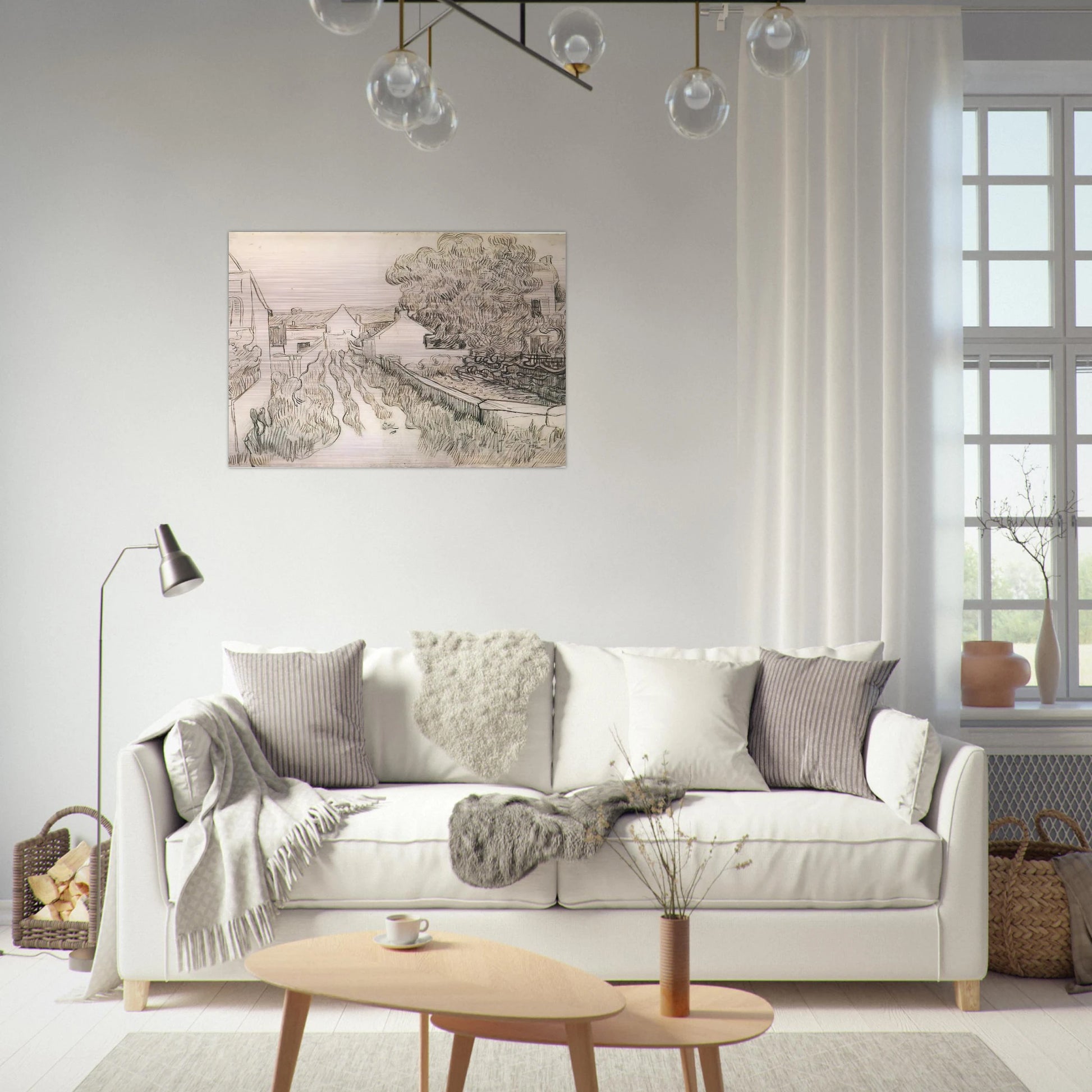 Village Street - Vincent van Gogh Brushed Aluminum Print - 70x100 cm / 28x40 inches | Vincent van Gogh Aluminum Print | Vincent van Gogh Prints