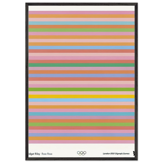 ROSE ROSE LONDON 2012 OLYMPIC GAMES POSTER 2012 - Bridget Riley 70x100 cm / 28x40 inches Framed Art Print – Black Wooden Frame