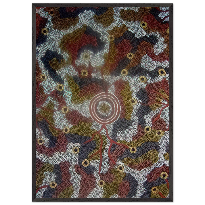 Marla Dreaming - 1987 - Clifford Possum Tjapaltjarri 70x100 cm / 28x40 inches Framed Art Print – Black Wooden Frame
