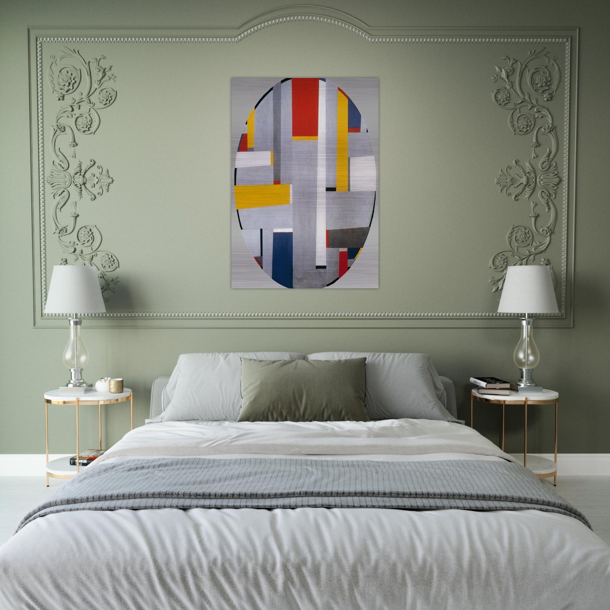 Relational Painting, Tondo #36 - 1955 - Fritz Glarner Brushed Aluminum Print - 70x100 cm / 28x40 inches | Fritz Glarner Aluminum Print | Fritz Glarner Prints