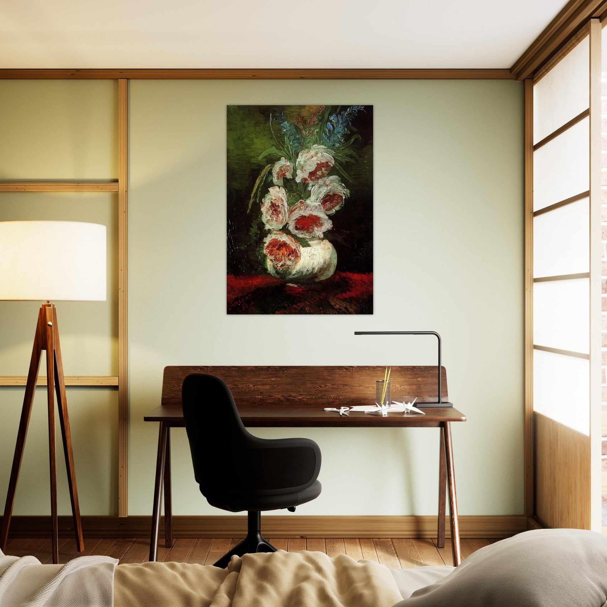 Vase with Peonies - Vincent van Gogh Brushed Aluminum Print - 70x100 cm / 28x40 inches | Vincent van Gogh Aluminum Print | Vincent van Gogh Prints
