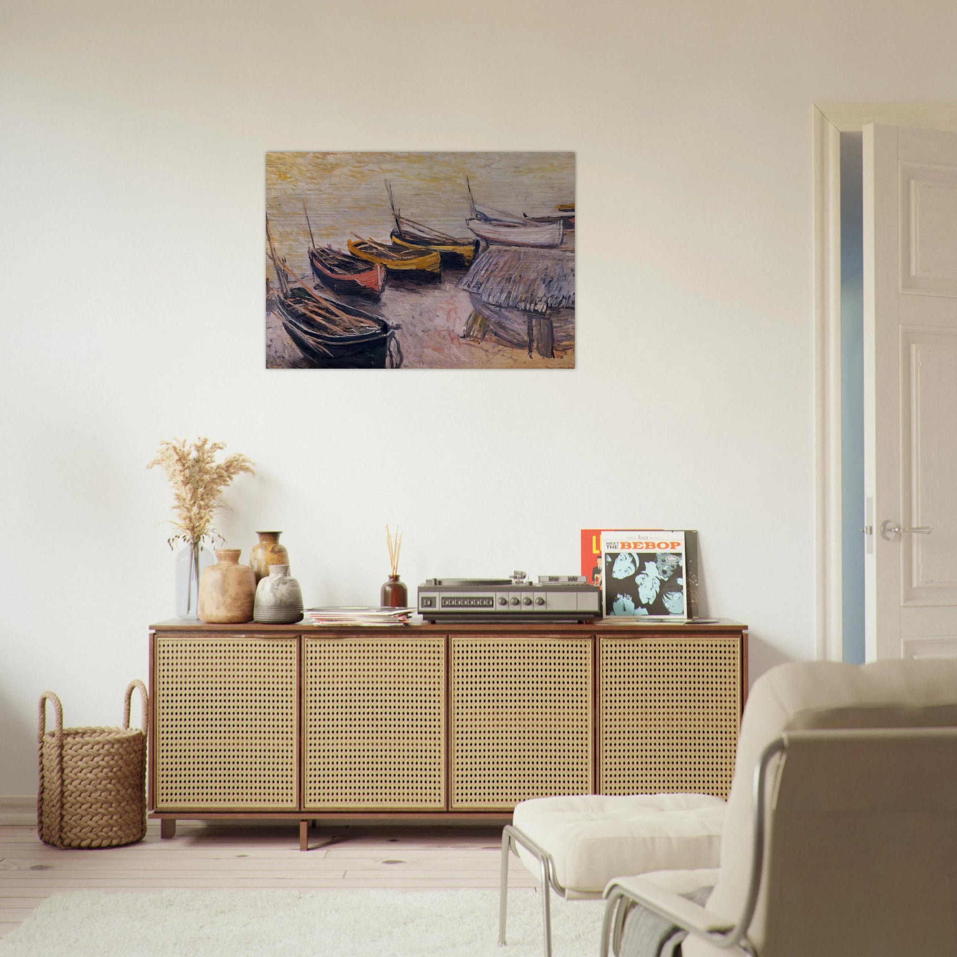 Boats on the Beach - claude monet Brushed Aluminum Print - 70x100 cm / 28x40 inches | claude monet Aluminum Print | claude monet Prints