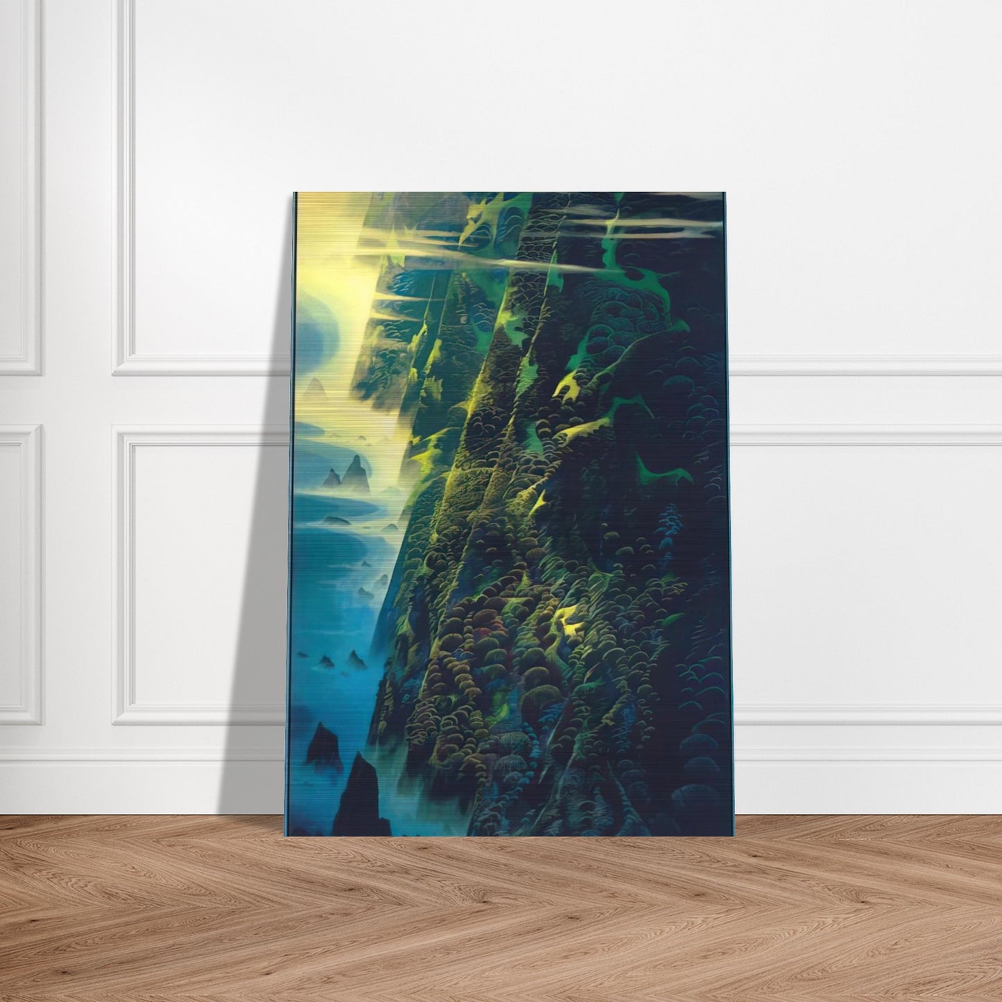 Jeweled Cliffs - Eyvind Earle Brushed Aluminum Print - 70x100 cm / 28x40 inches | Eyvind Earle Aluminum Print | Eyvind Earle Prints